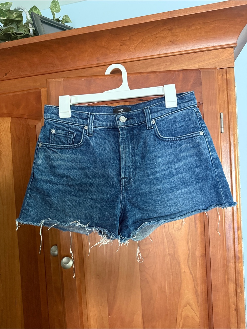 7 For All Mankind Dark Blue Denim Cutoff Shorts